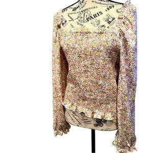 NWT Ava Rose Floral Smocked Long Sleeve Top Boho Cottagecore Fairycore - Size XL